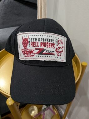 New ZZ Top Band Black Cap with 'Beer Drinkers and Hell Raisers' Patch